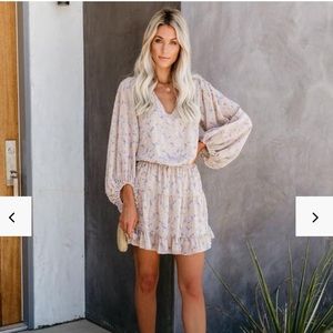 Vici Jana Swiss Dot Balloon Sleeve Tiered Dress L